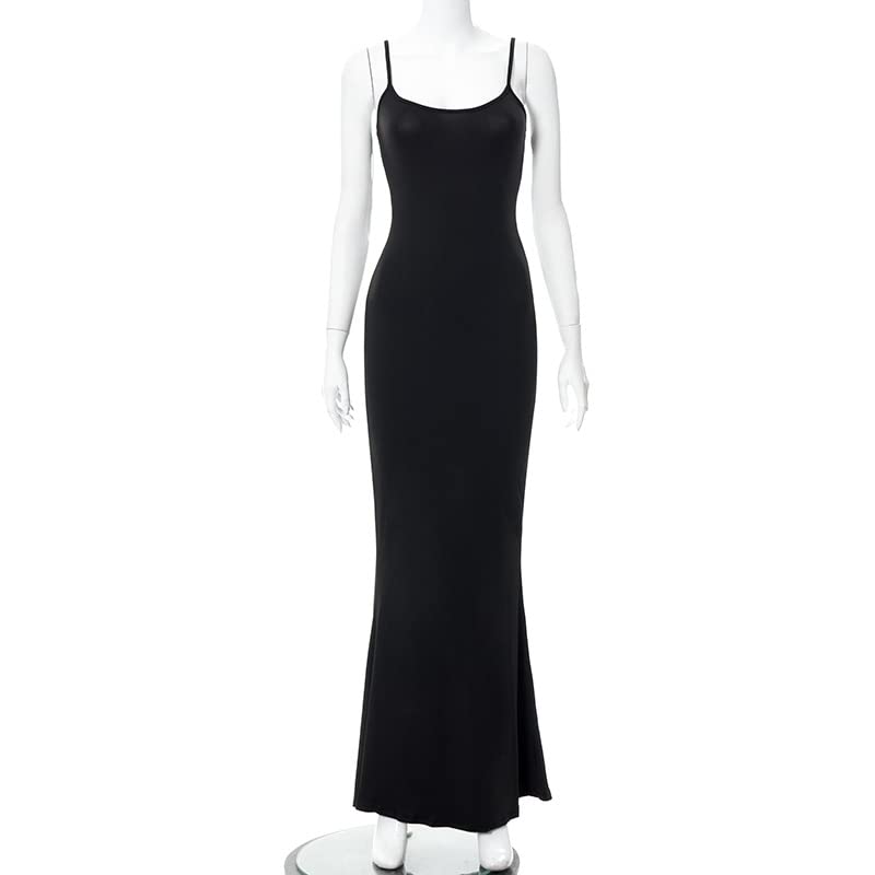 AnotherChill Women's Casual Lounge Slip Long Dress Sexy Sleeveless Backless Bodycon Maxi Dresses 2025 Summer Slim Elegant (Black, X-Small) - Image 5