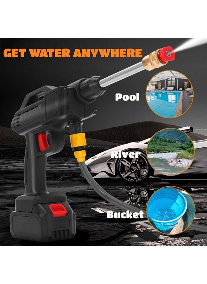 Arabest 48v Portable Car Wash Electric High Pressure Cleaner with Rechargeable Battery Foam Bottle Nozzle Hose for Car Wash Watering Flowers Cleaning Floor  - Image 2