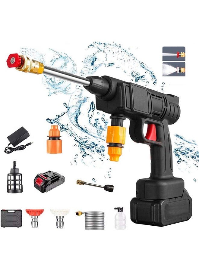 Arabest 48v Portable Car Wash Electric High Pressure Cleaner with Rechargeable Battery Foam Bottle Nozzle Hose for Car Wash Watering Flowers Cleaning Floor  - Image 1