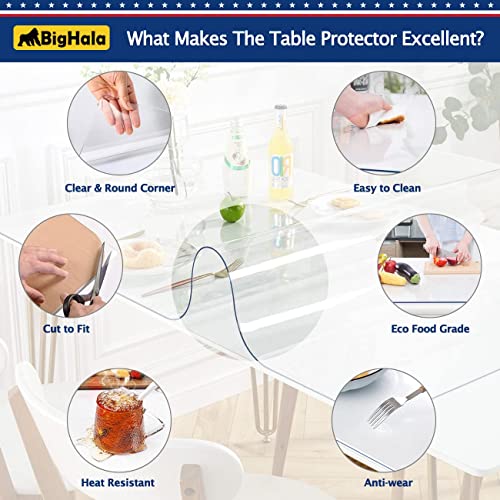 BigHala 24x48 Inch Clear Table Cover Protector for Kitchen Dining Room Wood Furniture Plastic Tablecloth Protector Easy Clean PVC Desk Pad Vinyl Coffee Side Table Protectors Pads Vanity End Table Mat - Image 4