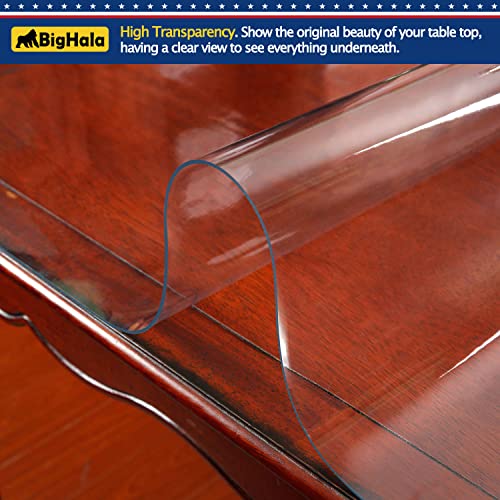 BigHala 24x48 Inch Clear Table Cover Protector for Kitchen Dining Room Wood Furniture Plastic Tablecloth Protector Easy Clean PVC Desk Pad Vinyl Coffee Side Table Protectors Pads Vanity End Table Mat - Image 3