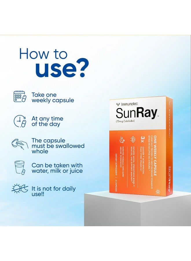 Immunotec Sunray - Calcifediol 75 mcg - Advanced Form of Vitamin D - Once a Week Dose - Superior Absorption - Fast Acting - Image 4