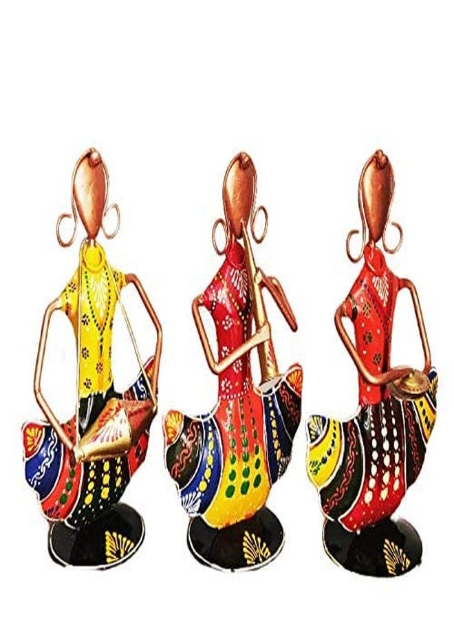 GUNENDRA Crafts Metal Rajasthani Musicians Item showpiece - Decorative Items for Home | Gift Items | Showpieces | Home Decor Items| Table Decorative Items (12.7 x 7.6 x 20.3 Centimeters) - Image 2