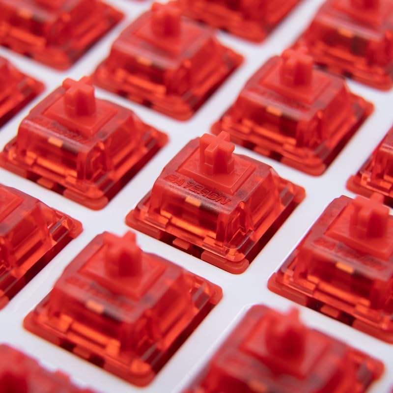 مفاتيح لوحة المفاتيح Phantom Red، خطية 45gf مع إضاءة RGB LED، مزلقة مسبقًا للوحات المفاتيح الميكانيكية MX (أحمر، 110 قطعة) - Image 3