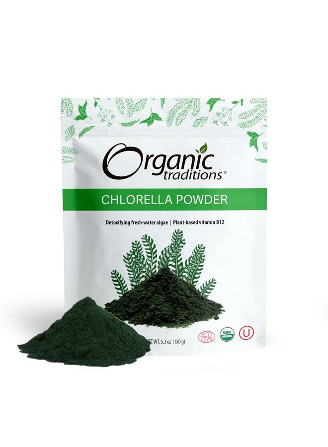 Organic Traditions Organic Chlorella Powder, Vegan Non-GMO Organic Superfood, 5.3oz (150g) Bag, 30 Servings per Bag - Image 1