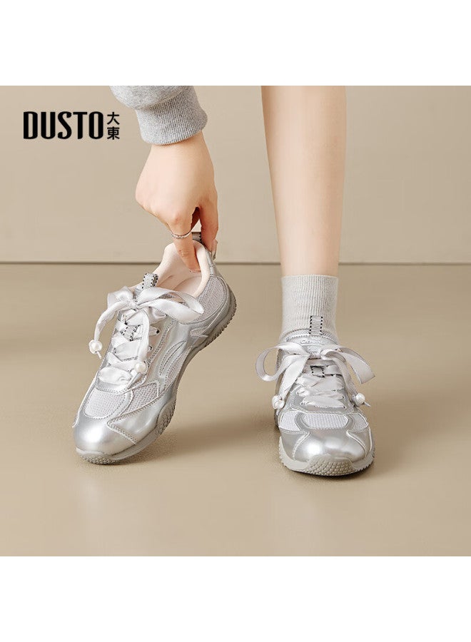 DUSTO Da Dong Women's Sneakers Spring New Breathable Mesh Pearl Casual Women's Sports Shoes 0355 - Image 1