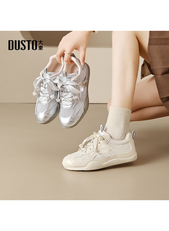 DUSTO Da Dong Women's Sneakers Spring New Breathable Mesh Pearl Casual Women's Sports Shoes 0355 - Image 4