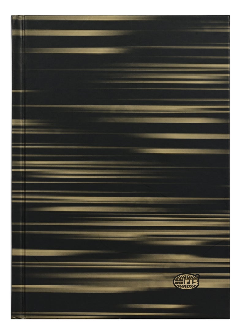 FIS FIS® Notebook Hard Cover, A5 Size(14.8x21cm), 2 Quire, 192 Pages, 96 Sheets, Single Line Ruling, Golden/Black, Packet of 5 Pieces, Design 8 - FSNBHCA5GLBKD08  - Image 1