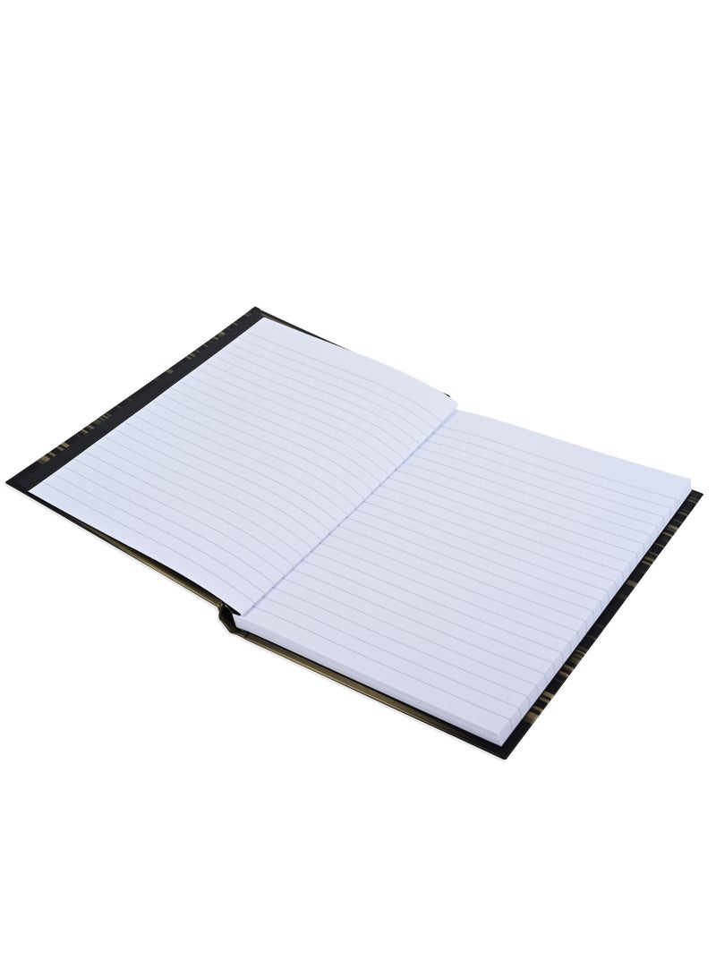 FIS FIS® Notebook Hard Cover, A5 Size(14.8x21cm), 2 Quire, 192 Pages, 96 Sheets, Single Line Ruling, Golden/Black, Packet of 5 Pieces, Design 8 - FSNBHCA5GLBKD08  - Image 2