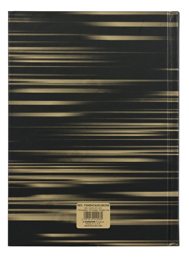 FIS FIS® Notebook Hard Cover, A5 Size(14.8x21cm), 2 Quire, 192 Pages, 96 Sheets, Single Line Ruling, Golden/Black, Packet of 5 Pieces, Design 8 - FSNBHCA5GLBKD08  - Image 4