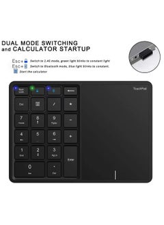 Generic Wireless Numeric Keypad, 22 Keys 2.4G Bluetooth Number Keyboard with Touchpad Type C Interface, Support for Win iOS Android OS X Systems(Grey)  - Image 3