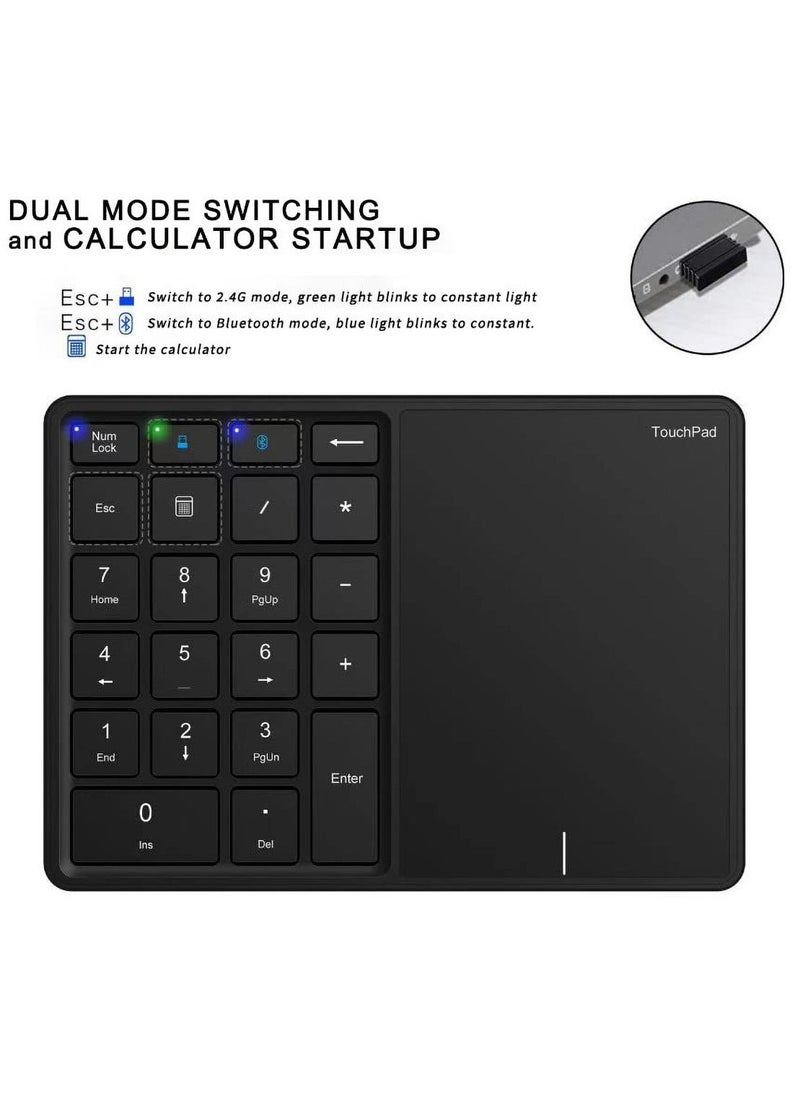 Generic - Wireless Numeric Keypad, 22 Keys 2.4G Bluetooth Number Keyboard with Touchpad Type C Interface, Support for Win iOS Android OS X Systems(Grey) - Image 1
