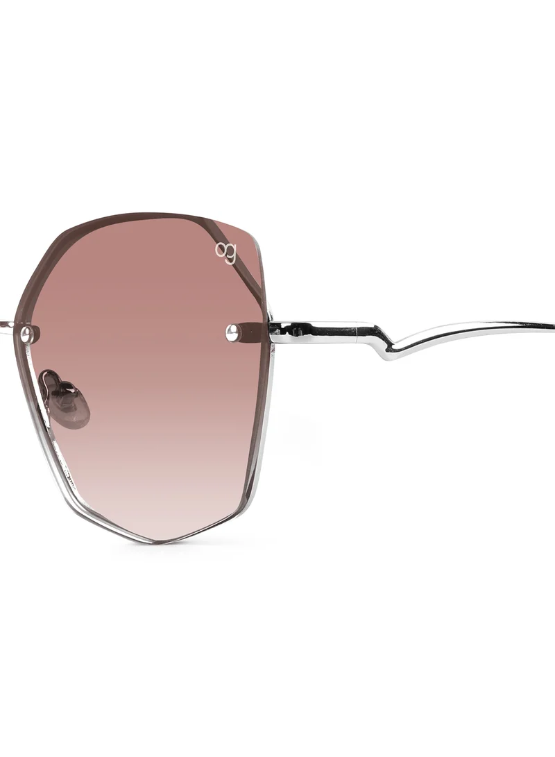 Woggles Latest & Stylish UV Protected Dusk Peach Oversized Rimless Sunglasses for Women
