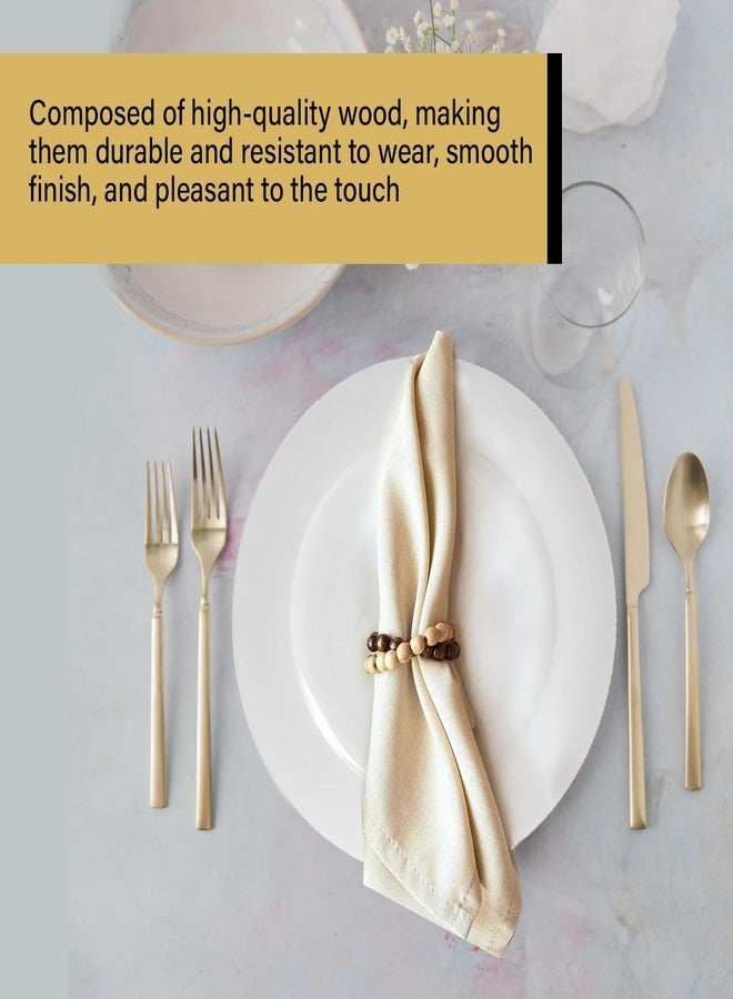 LEBEJUA Napkin Rings Set of 6 - Modern Napkin Holder Rings with Wooden Beads | Dinner Napkin Ring for Holiday & Christmas, Birthday Party, & Wedding Decor - Farmhouse Napkin Rings Bulk (Specia) - Image 5