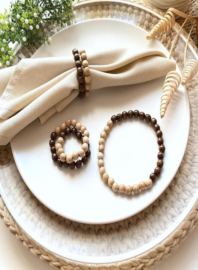 LEBEJUA Napkin Rings Set of 6 - Modern Napkin Holder Rings with Wooden Beads | Dinner Napkin Ring for Holiday & Christmas, Birthday Party, & Wedding Decor - Farmhouse Napkin Rings Bulk (Specia) - Image 3