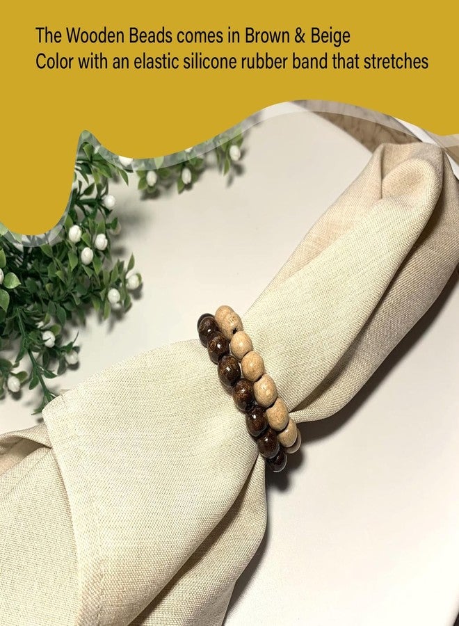LEBEJUA Napkin Rings Set of 6 - Modern Napkin Holder Rings with Wooden Beads | Dinner Napkin Ring for Holiday & Christmas, Birthday Party, & Wedding Decor - Farmhouse Napkin Rings Bulk (Specia) - Image 4