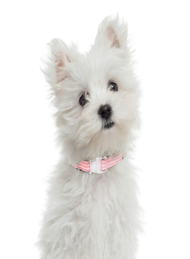 مايل هاي لايف | نمط هندسي مموج بنقاط مائلة | طوق كلاب من البوليستر القطني الناعم من الخارج والنايلون من الداخل | طوق كلاب بإبزيم قوي وحلقة على شكل حرف D (موجة وردية، رقبة كبيرة 15-19 بوصة - 55 رطلاً) - Image 2