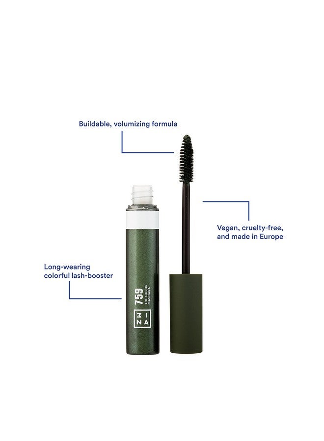 3INA The Color Mascara 759 Dark Green Colored Mascara Coats Eyelashes With Fun Color Washable Clump Free Volumizing Mascara In Bold Colors Colorful Vegan And Cruelty Free Makeup 0.47 Fl. Oz - Image 3