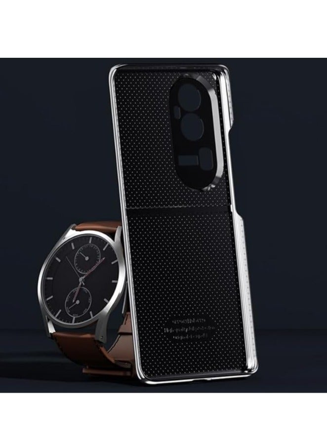 عام حافظة هاتف متوافقة مع OPPO Reno 10 Pro Plus 5G، حافظة فاخرة من جلد PU عادي + إطار مطلي لحماية الكاميرا (أسود) - Image 2