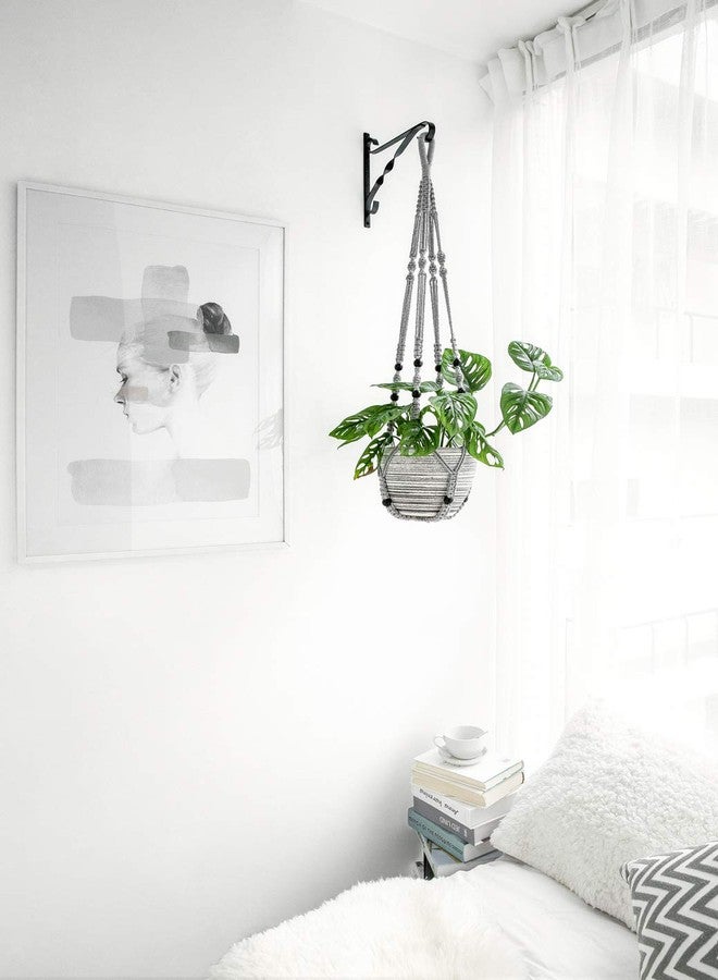 Mkono 3 Pack Macrame Plant Hangers Indoor Different Size Hanging Planter Basket Flower Pot Holder with Beads No Tassels 35"/29"/23", Medium, Grey - Image 4