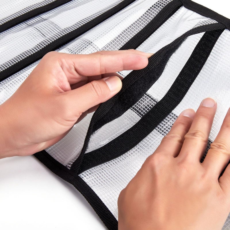 dekayaker Small Roll Up Storage Bag, 6 Pockets Roll Up Tool Kit, Suitable for Mechanics, Kitchen Storage, Art Sketching, Travelling, Potter's Tools, Office Objects, etc., Transparent and Visible, Space-Saving - Image 3