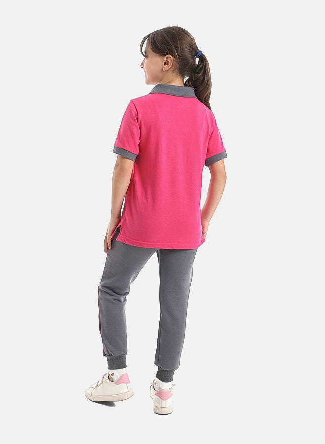 Red Circle Half Sleeve Polo Set & Pants Kids Unisex - Image 5
