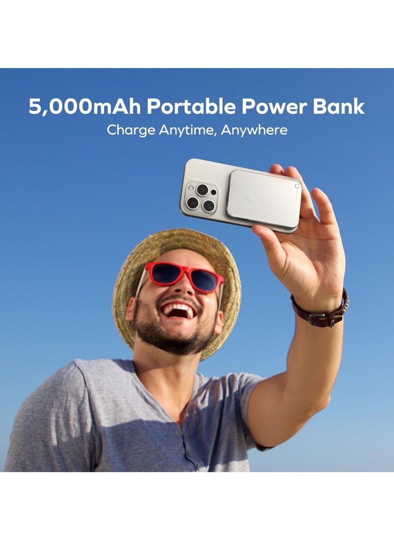 Generic - Magnetic Power Bank 5000mAh Wireless Portable Charger Wired 20W Fast Charging Battery Pack Compatible with Magsafe, iPhone all Series USB C Charging Cable Included - Image 1