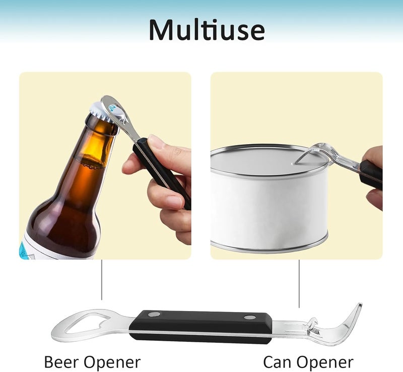 KTOJOY Can Opener Little Cook Stainless Steel Can  Bottle Opener Manual 2 in 1 Multifunctional Kitchen Tool Dishwasher Safe Black - Image 3
