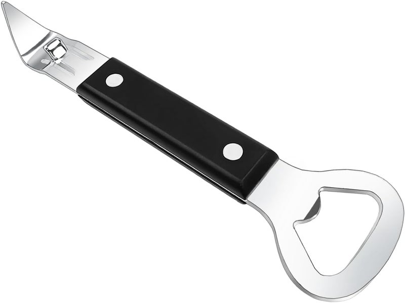 KTOJOY Can Opener Little Cook Stainless Steel Can  Bottle Opener Manual 2 in 1 Multifunctional Kitchen Tool Dishwasher Safe Black - Image 1