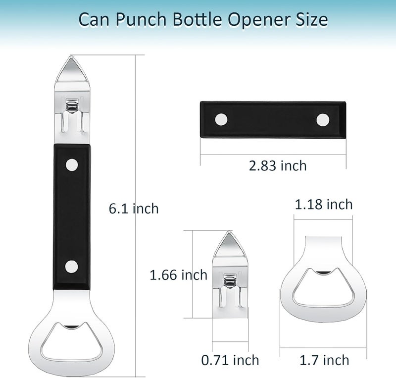 KTOJOY Can Opener Little Cook Stainless Steel Can  Bottle Opener Manual 2 in 1 Multifunctional Kitchen Tool Dishwasher Safe Black - Image 2