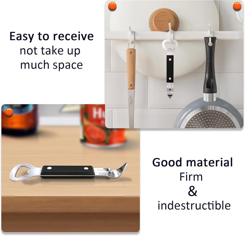 KTOJOY Can Opener Little Cook Stainless Steel Can  Bottle Opener Manual 2 in 1 Multifunctional Kitchen Tool Dishwasher Safe Black - Image 4