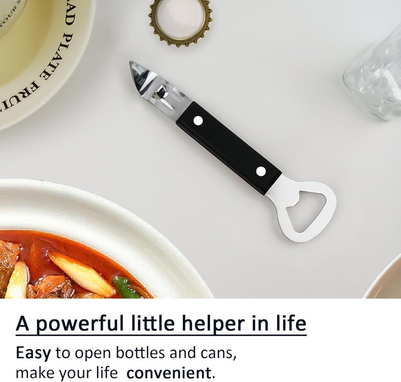 KTOJOY Can Opener Little Cook Stainless Steel Can  Bottle Opener Manual 2 in 1 Multifunctional Kitchen Tool Dishwasher Safe Black - Image 5