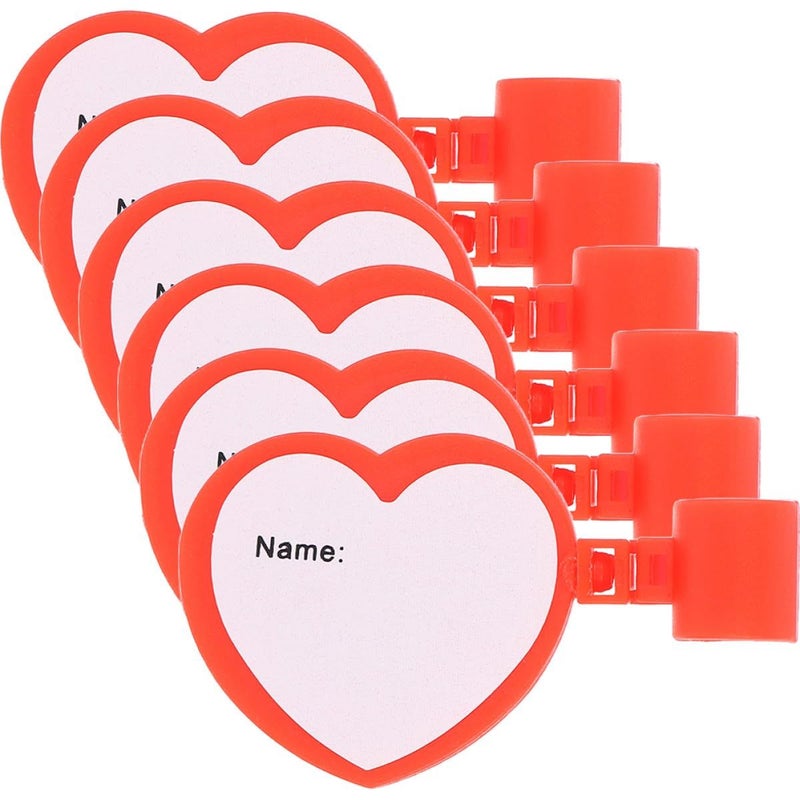 6pcs Red Heart Shaped Stethoscope Name Tags with ID Clip for Nurses and Doctors - Image 2