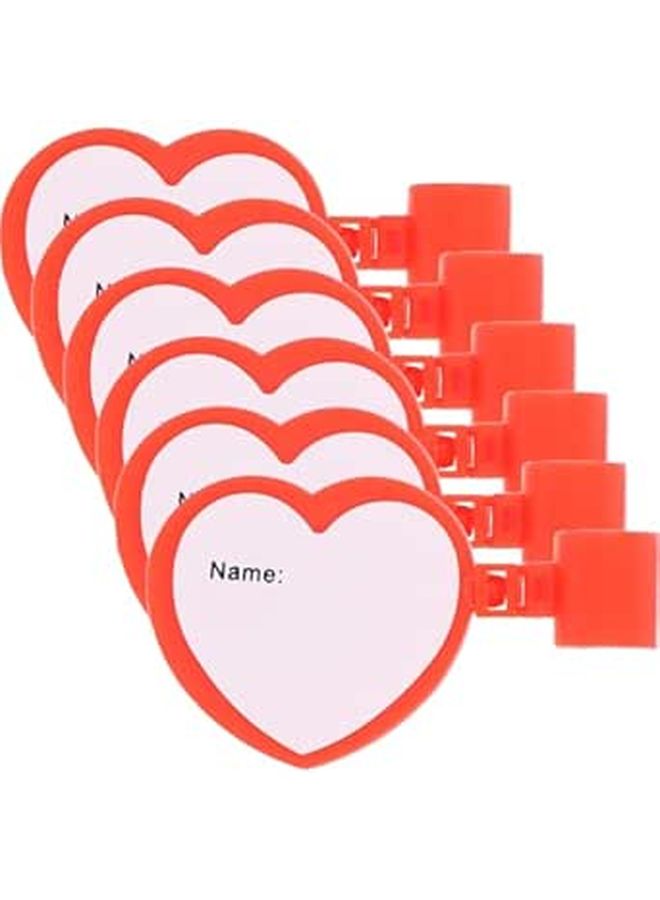 6pcs Red Heart Shaped Stethoscope Name Tags with ID Clip for Nurses and Doctors - Image 1