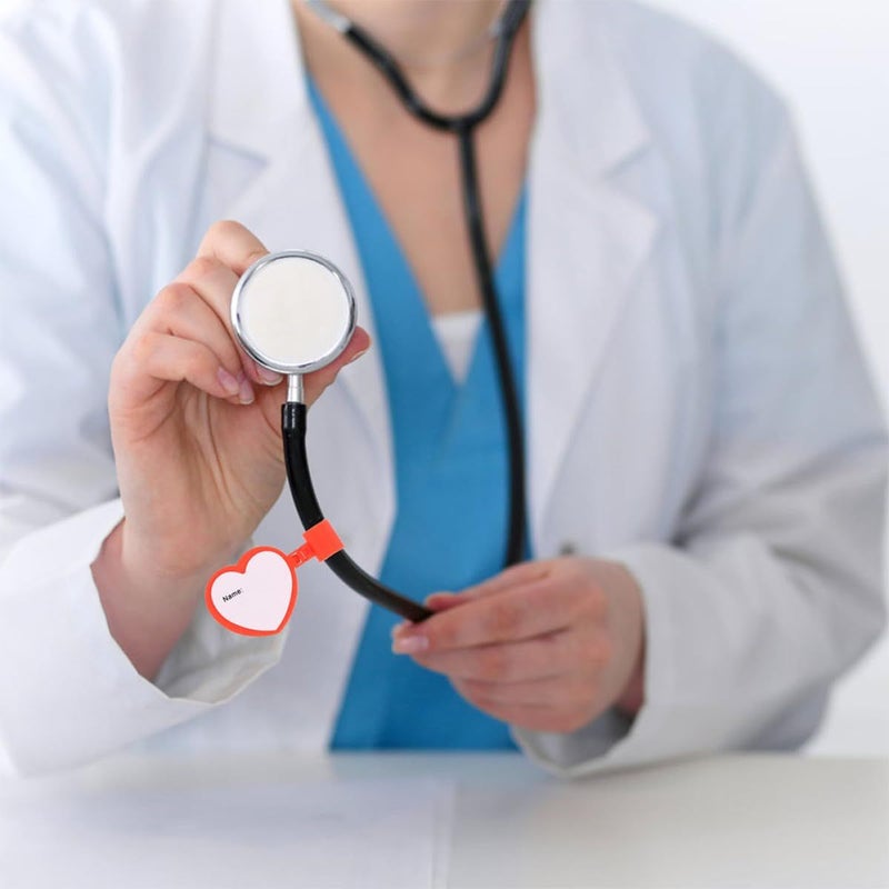 6pcs Red Heart Shaped Stethoscope Name Tags with ID Clip for Nurses and Doctors - Image 5