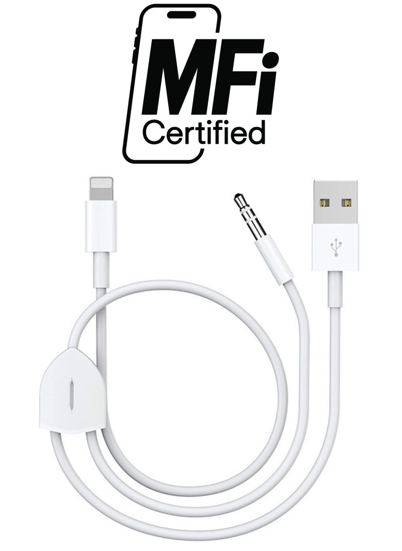 [Upgraded] Aux Cord for iPhone, Lightning to 3.5mm Aux Cord 2in1 Audio Charging Cable Compatible with iPhone 13 12 11 XS XR X iPad All iOS Version, Supports Car Stereo/Speakers/Headphone 3.94Ft