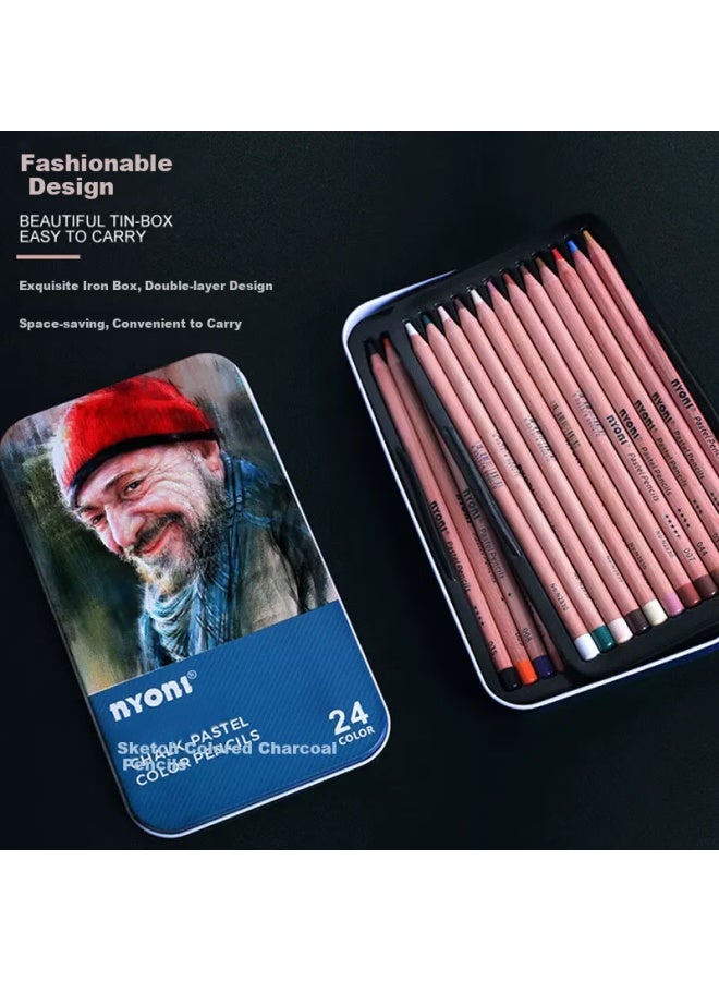 Nyoni 24 Colors Charcoal Pencil Set For Portrait Sketching, Art Students, Beginners, Drawing, Sketching, Art Exams, Professional Tools N2830 - Image 4