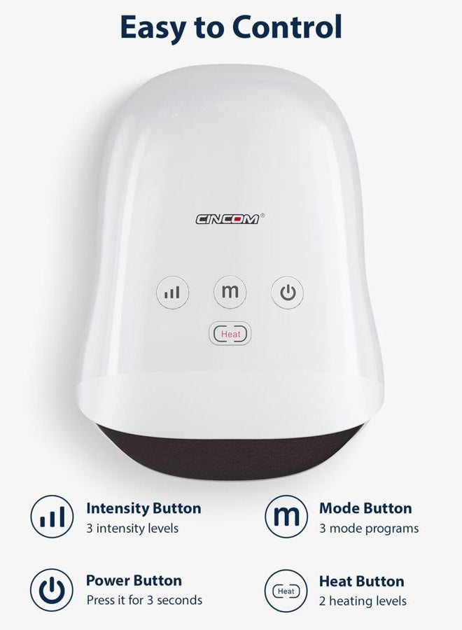 CINCOM مدلك يد - مدلك يد لاسلكي مع حرارة وضغط لالتهاب المفاصل ومتلازمة النفق الرسغي (مؤهل لـ FSA أو HSA) (أبيض) - Image 4