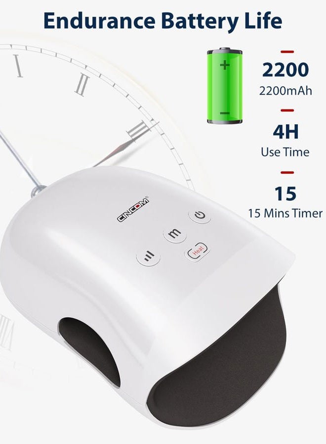 CINCOM مدلك يد - مدلك يد لاسلكي مع حرارة وضغط لالتهاب المفاصل ومتلازمة النفق الرسغي (مؤهل لـ FSA أو HSA) (أبيض) - Image 5