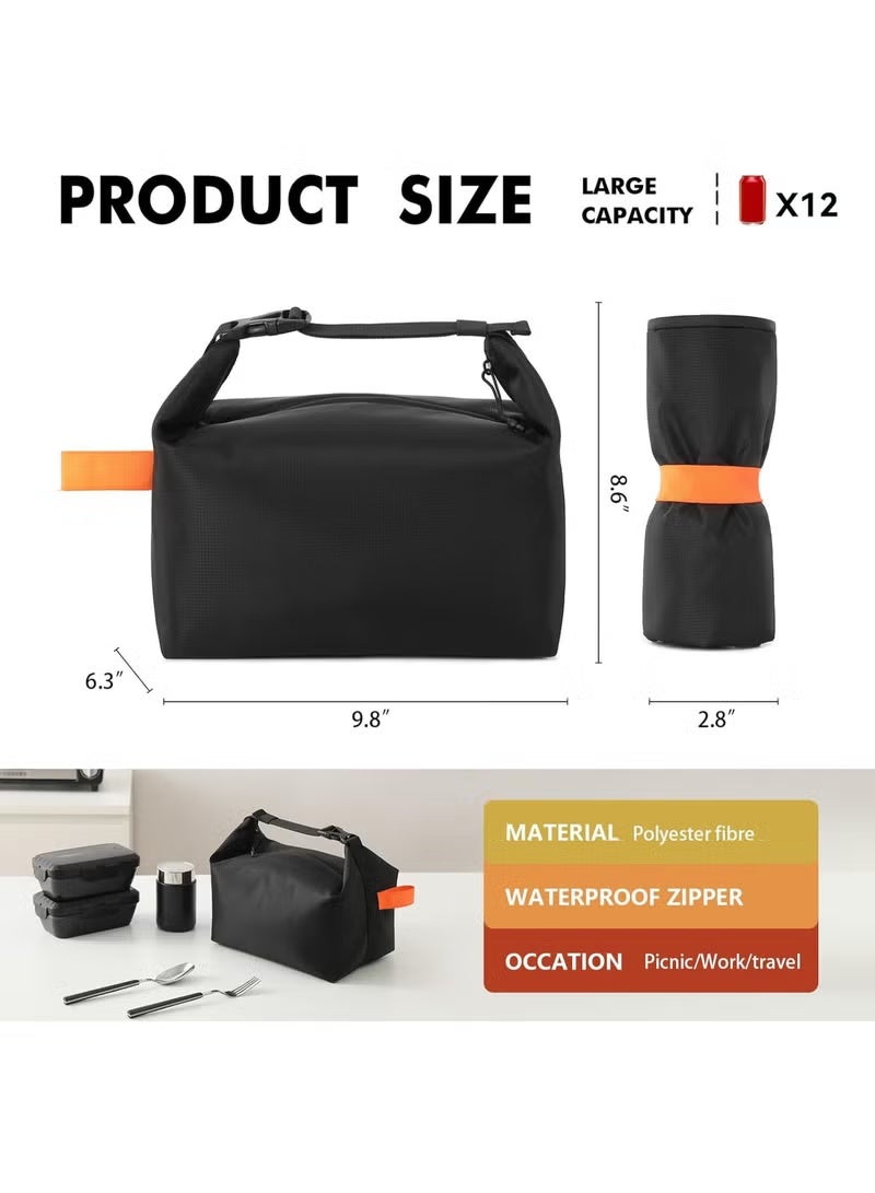 Hoasis Lunch Bag, Foldable Insulated Lunch Bag, Portable Leakproof Cooler Tote with Large Capacity, Reusable Lunch Box for Work, Office, Picnic and Travel - Image 2