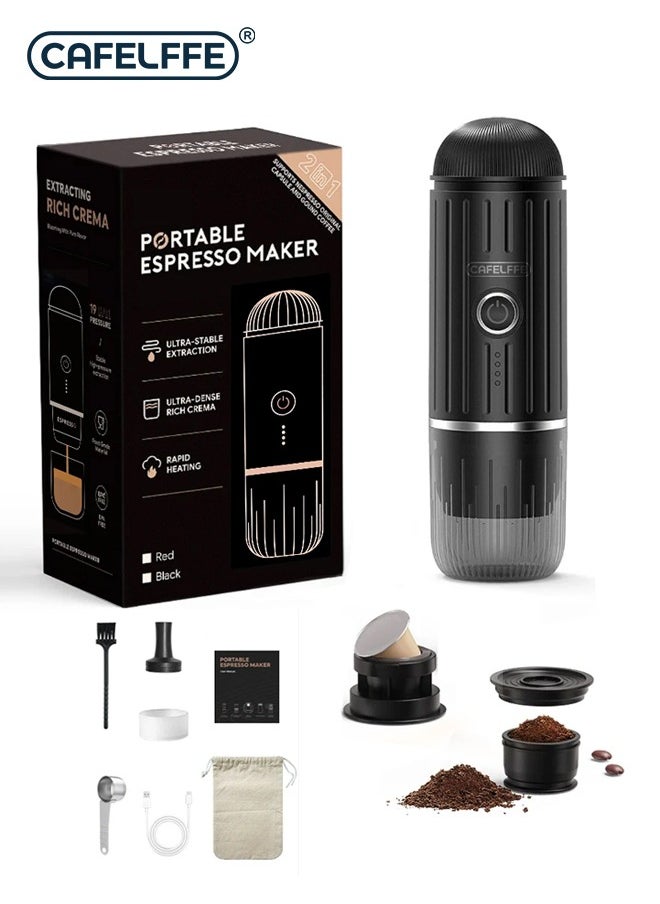 Cafelffe Portable Espresso Machine 19Bar Coffee Machine Hot Cold Coffee Maker Compatible With Nespresso Capsule Ground Coffee For Car Traval Camping Coffeeware  - Image 1