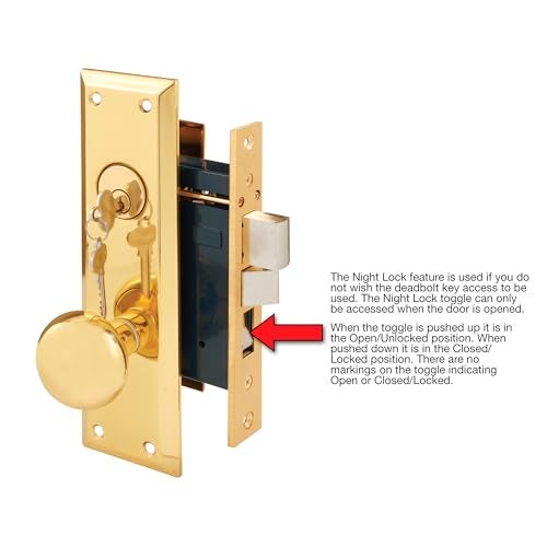 SEGAL Prime-Line SE 26000 Diecast Single Cylinder Entry Door Mortise Lockset, 2-1/2 Inch Backset, Brass Finish (Single Pack) - Image 3