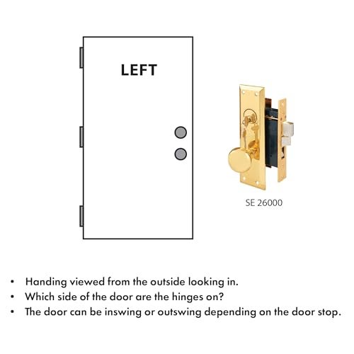 SEGAL Prime-Line SE 26000 Diecast Single Cylinder Entry Door Mortise Lockset, 2-1/2 Inch Backset, Brass Finish (Single Pack) - Image 4