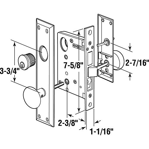SEGAL Prime-Line SE 26000 Diecast Single Cylinder Entry Door Mortise Lockset, 2-1/2 Inch Backset, Brass Finish (Single Pack) - Image 2