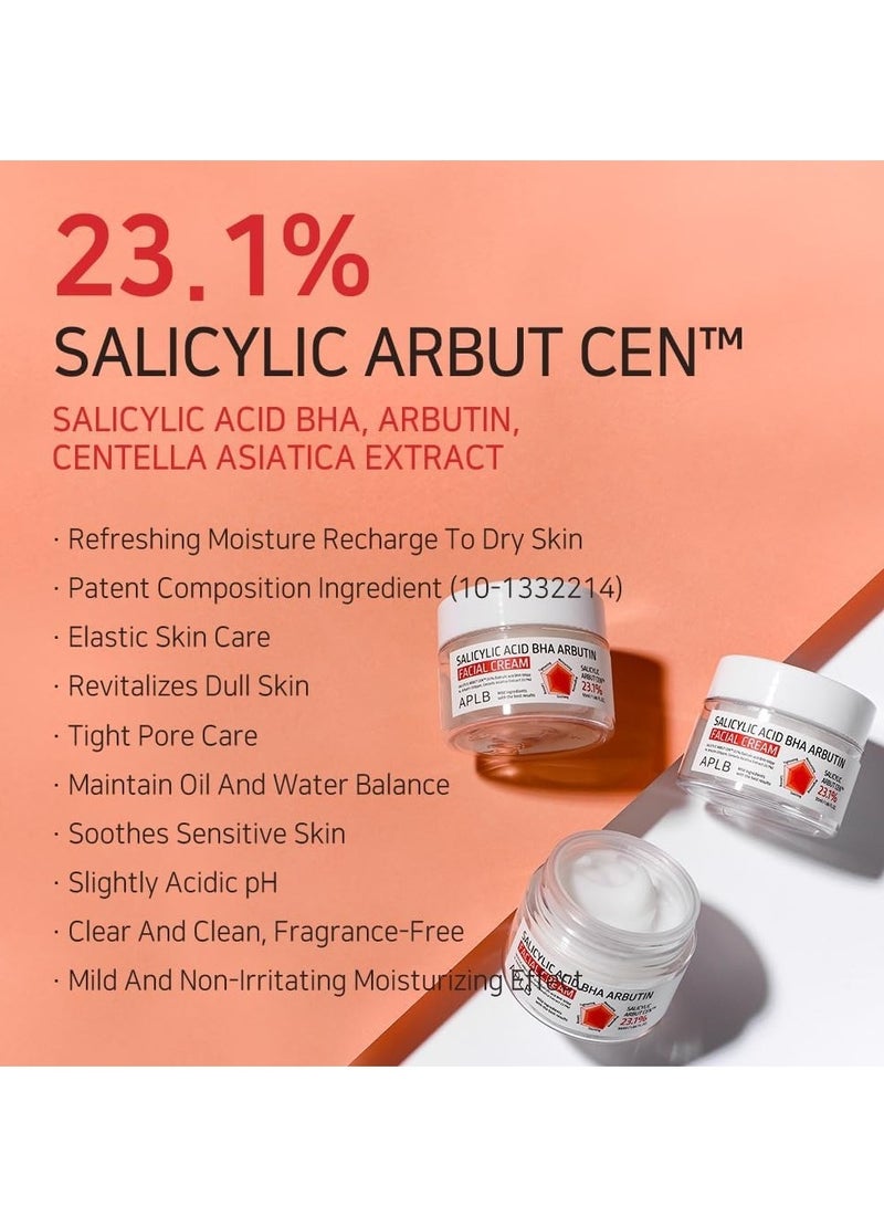 APLB Salicylic Acid BHA Arbutin Facial Cream | SALICYLIC ARBUT CEN™ 23.1% 1.86 FL.OZ/Korean Skincare, Deep hydration, Acne & Pore care, Revitalize for gentle and improve skin texture - Image 3