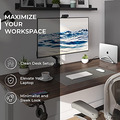HumanCentric Vertical Laptop Stand for Desks in Silver Color Upright Adjustable Holder to Dock Apple MacBook Stand and Other Laptops to Organize Work Home Office Automatic Grip - Image 3