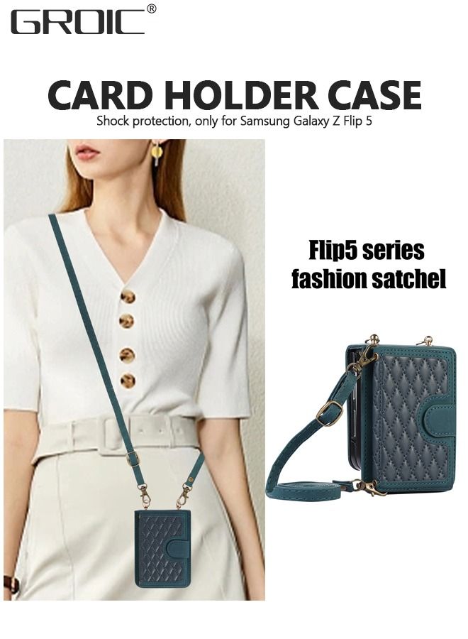 GROIC Samsung Galaxy Z Flip 5 Case, Galaxy Z Flip 5 Wallet Case with Card Holder, Galaxy Z Flip 5 Phone Cover with Detachable Strap Crossbody Zipper Pocket Kickstand for Women Men - Image 3