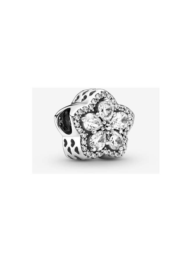 Snowflake Sterling Silver Charm with Clear Cubic Zirconia