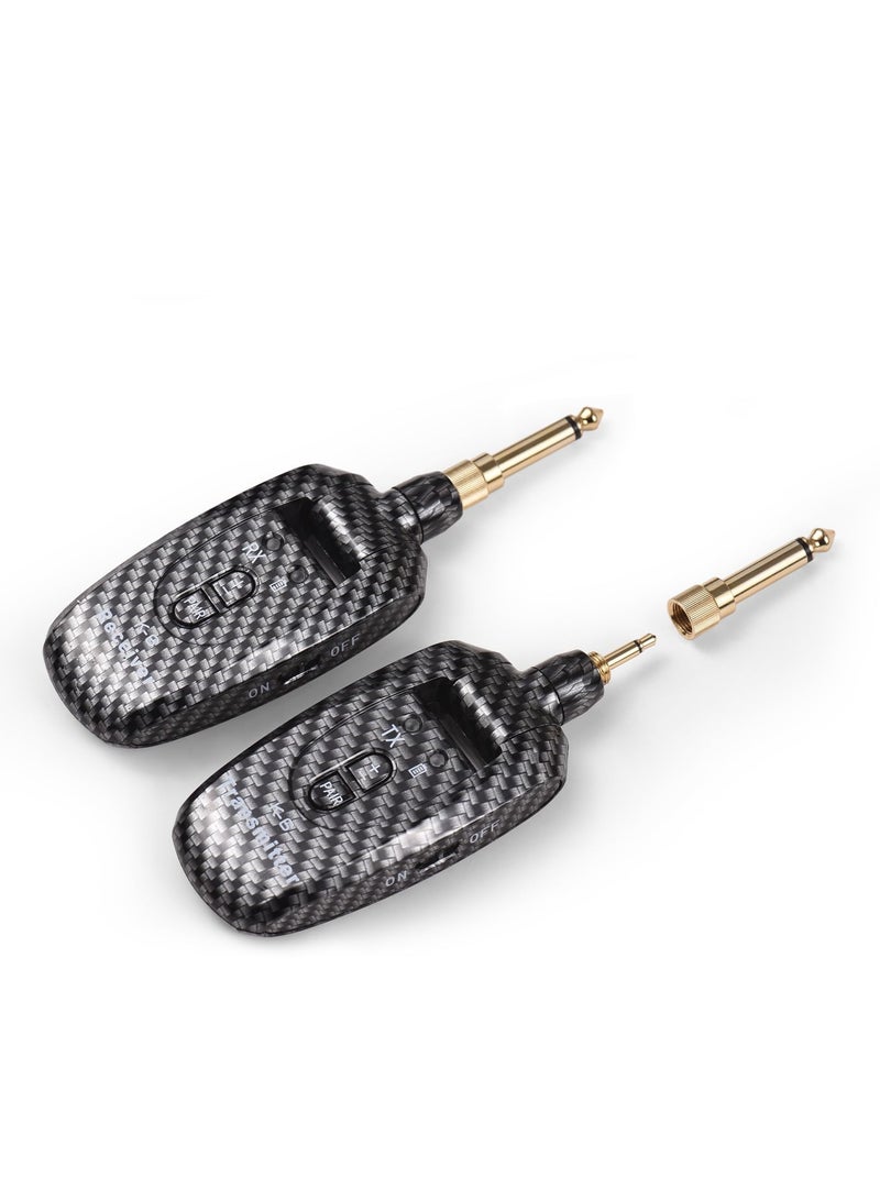 جهاز إرسال واستقبال جيتار قابل لإعادة الشحن بتردد 2.4G، نظام جيتار لاسلكي للجيتار الكهربائي والبيس وآلات النفخ الكهربائية، نقل في الوقت الحقيقي، قابس دوار بزاوية 270 درجة مع 2 مدخل 6.35 مم. - Image 1