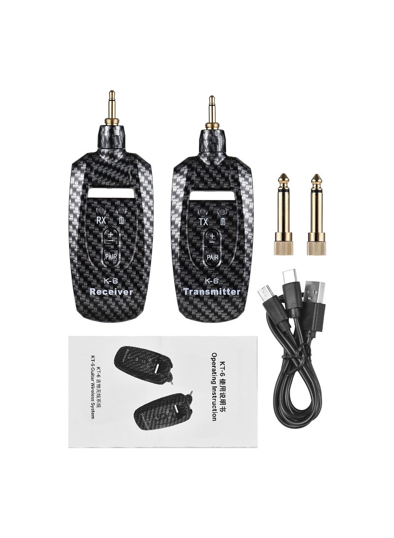 جهاز إرسال واستقبال جيتار قابل لإعادة الشحن بتردد 2.4G، نظام جيتار لاسلكي للجيتار الكهربائي والبيس وآلات النفخ الكهربائية، نقل في الوقت الحقيقي، قابس دوار بزاوية 270 درجة مع 2 مدخل 6.35 مم. - Image 4